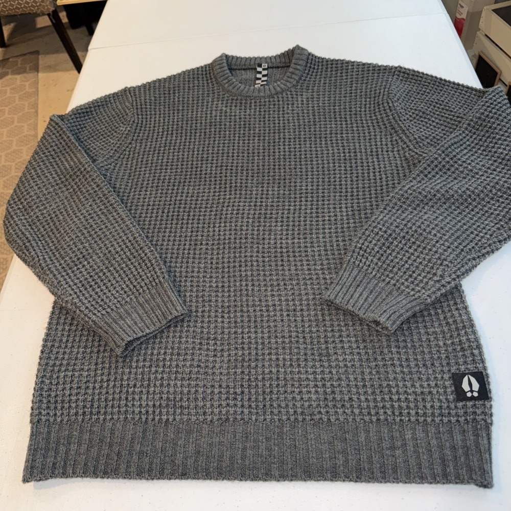 Bearded Goat Odis Boatyard Sz Med Sweater Light Gray Men's Merino Blend Knit EUC